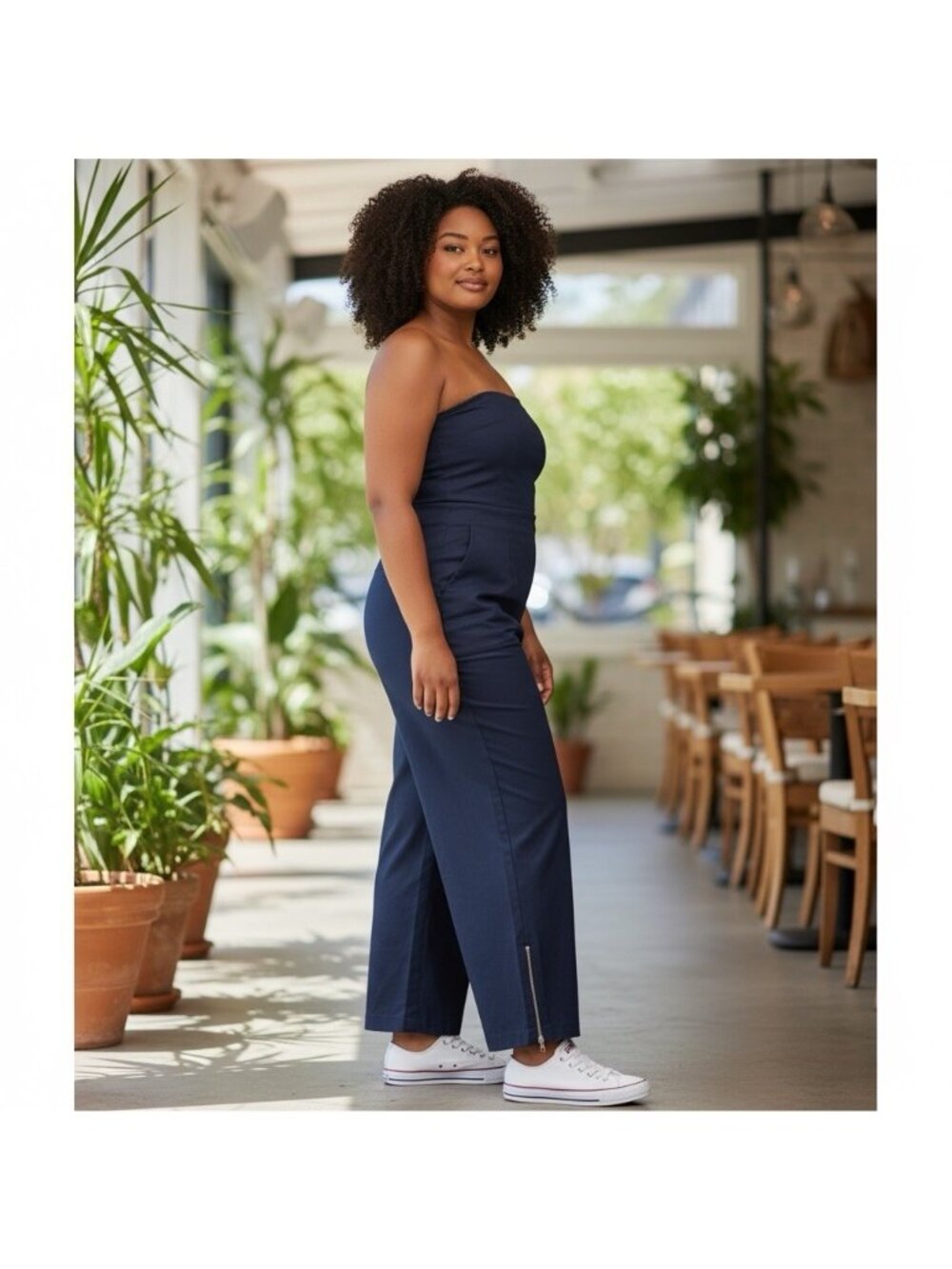 Crea Concept Sz 46 | XXL Linen Stretch Cropped Pants Ankle Zip Fold Over Waist